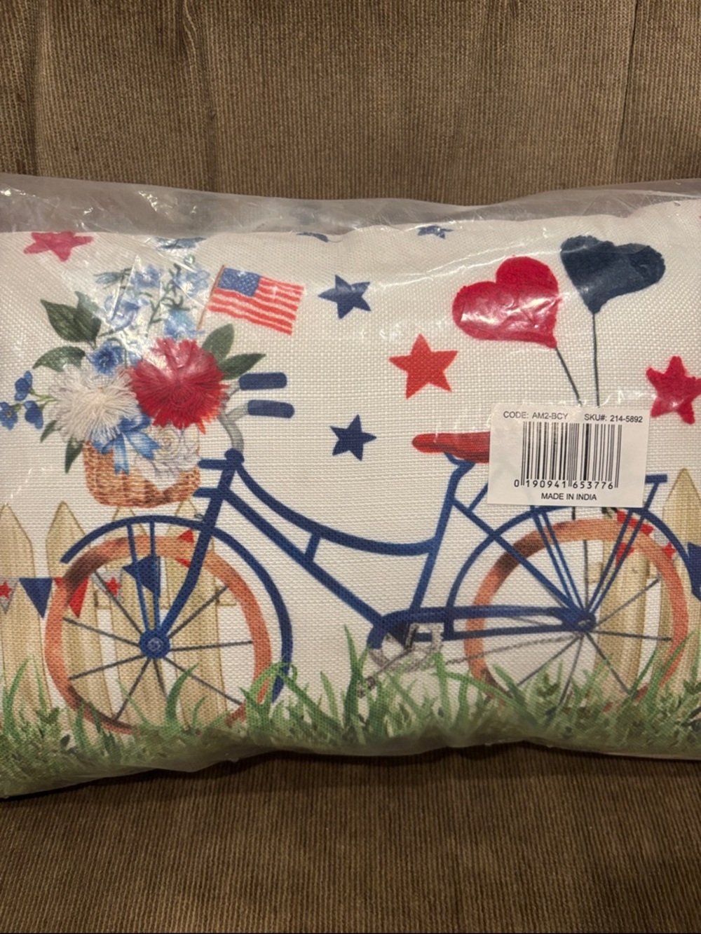 Americana Bicycle Accent Pillow - Picture 2 of 7